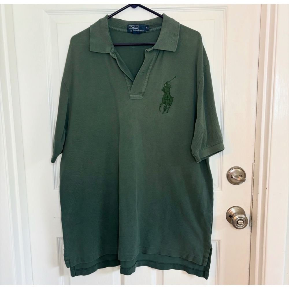 Polo Ralph Lauren Big Pony Polo Shirt Mens XLT Tall Green Short Sleeve Pique